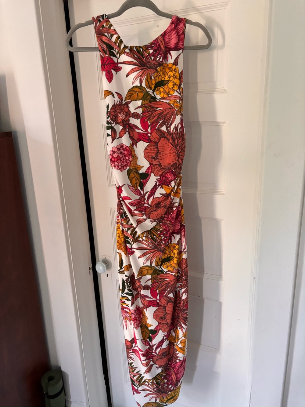 Express White Maxi Skirt with Pink & Mustard Floral Print